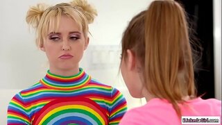 Hot carwash teens rubbing each others pussy after work